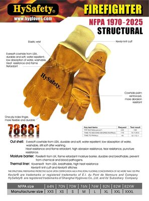 Firefighter Gloves made from flame resistant materials providing long lasting durability and protection under high temperature exposure